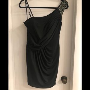Black Dress with stone cluster on shoulder strap
